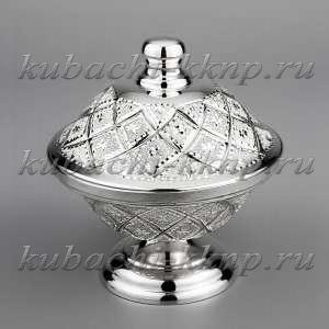 Серебряная икорница «Лазер» - ик025