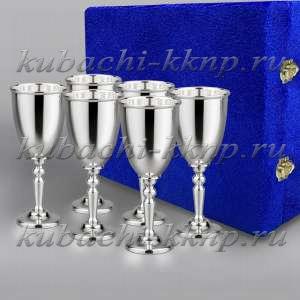 Набор из шести глянцевых серебряных рюмок - р045-6