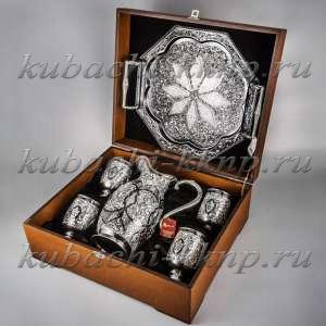 Набор для воды из серебра с гравировкой и вставками, 1,6 л - ндв013