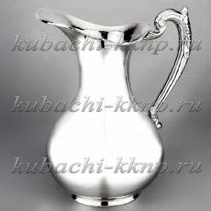 Большой серебряный глянцевый кувшин - кв195