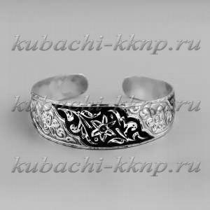 Серебряный браслет Кубачи с красивой четкой гравировкой - БР102