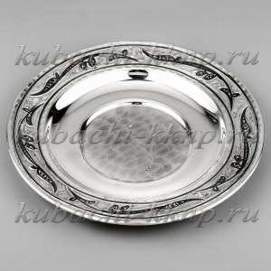 Серебряное блюдце с красивым орнаментом - бл02