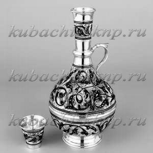 Серебряный графин для питья со стопкой - гр052