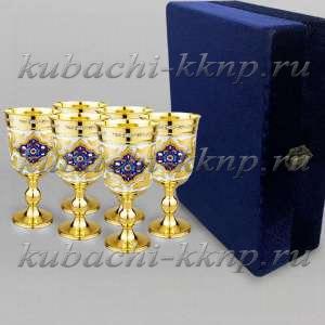 Набор серебряных позолоченных бокалов для вина - ф130-6