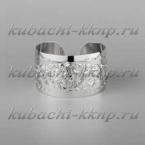 Кубачинский браслет из серебра с гравировкой без черни - бр213 Кубачинский браслет из серебра с гравировкой без черни - бр213