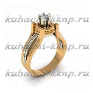 Помолвочное золотое кольцо с фианитами 