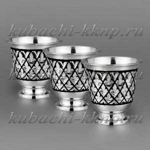 Набор из трех отличных серебряных стопок на 55 мл. - стп102-3