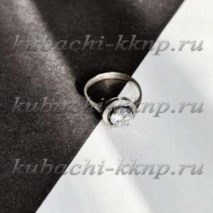 Круглое женское кольцо с фианитом оксидированное на каждый день - Ag-к34