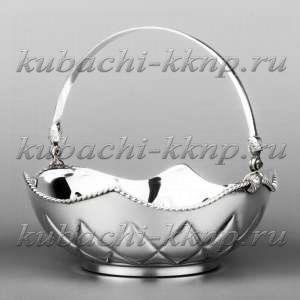 Серебряная конфетница с ручкой(глянцевая) - кф111