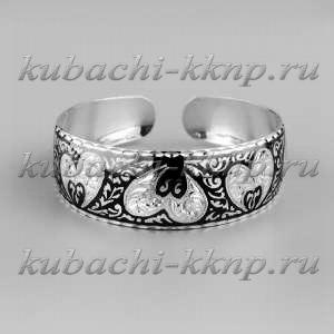 Жесткий серебряный браслет на женскую руку от кубачинских мастеров - БР121