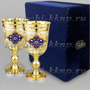 Набор из двух серебряных позолоченных бокалов для вина - ф130-2