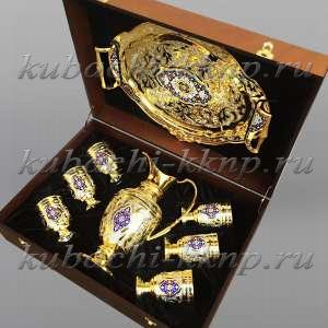 Серебряный набор для для воды с позолотой и эмалью - ндв022