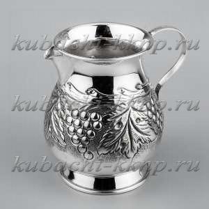 Серебряный молочник с виноградным рисунком - м018