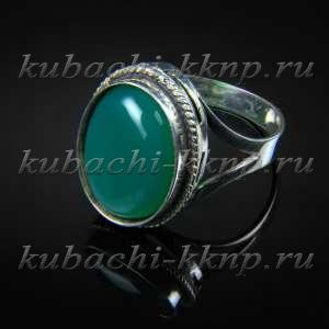 Серебряное кольцо с хризопразом в оправе 