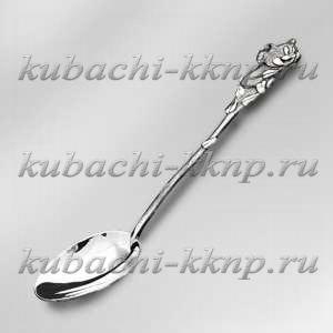 Детская серебряная ложка с котом из мультика - Л028