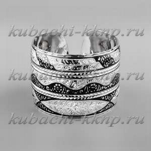 Серебряный женский браслет широкий 