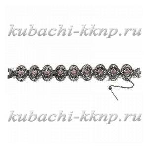 Серебряный браслет с филигранью и розовыми фианитами   - Ag-бр13 Серебряный браслет с филигранью и розовыми фианитами   - Ag-бр13