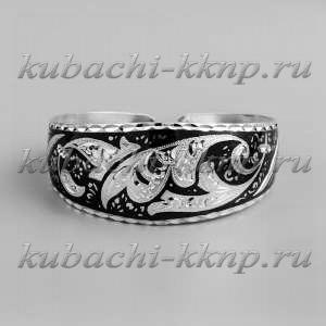 Серебряный браслет Кубачи с глубокой гравировкой - БР09 Серебряный браслет Кубачи с глубокой гравировкой - БР09