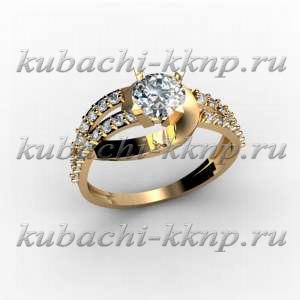 Золотое кольцо с фианитами (лимонное золото) - 00037r Золотое кольцо с фианитами (лимонное золото) - 00037r