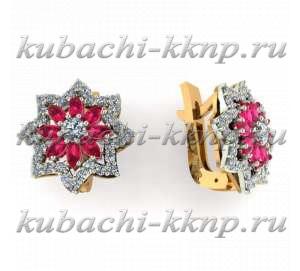 Серьги из золота с цветными камнями - 00096e