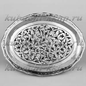 Поднос из серебра «Орнамент» - пдн032