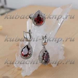 Висячие серьги с гранатом - Ag-вс76 Висячие серьги с гранатом - Ag-вс76