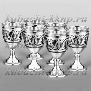 Набор из шести небольших серебряных бокалов 