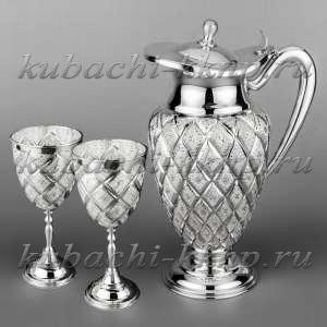 Большой серебряный кувшин с бокалами - ндв076