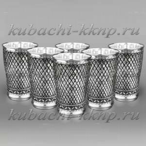 Набор из шести больших серебряных стаканов  - ст126-6