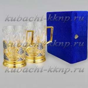 Набор серебряных подстаканников с позолотой 