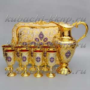 Серебряный набор для воды с позолотой - ндв019 Серебряный набор для воды с позолотой - ндв019