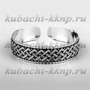 Кубачинский браслет из серебра с тонким греческим орнаментом - БР220
