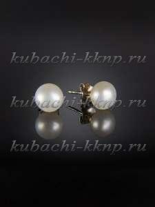 Серебряные пусеты с искусственным жемчугом - с284