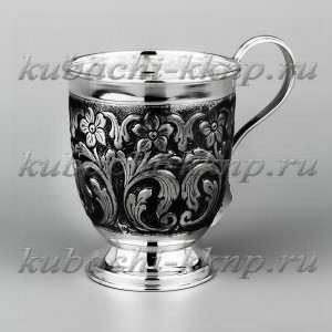 Серебряная кружка «узор» большая - кр00017 Серебряная кружка «узор» большая - кр00017