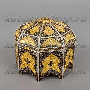Серебряная шкатулка «Позолоченная» - шк08