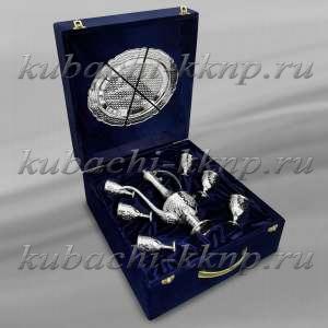 Оригинальный серебряный коньячный сервиз на шесть персон - КС0012