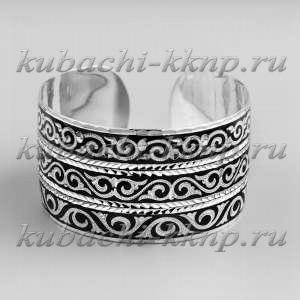 Кубачинский серебряный браслет с это орнаментом - БР107