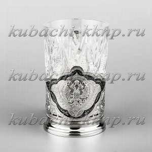 Серебряный подстаканник с гербом - пд041