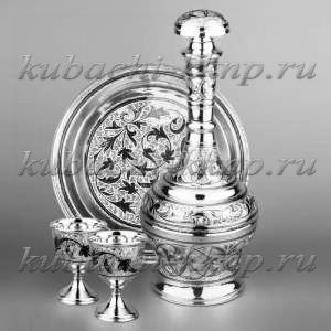 Набор для крепких напитков на подносе из серебра - вс030 Набор для крепких напитков на подносе из серебра - вс030