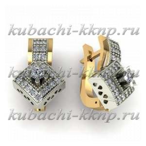 Женские золотые серьги с фианитами 