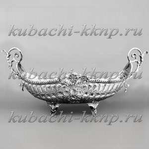 Большая серебряная конфетница в антикварном стиле 