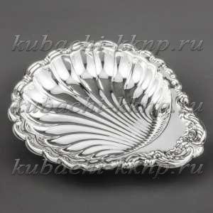 Серебряная икорница «Ракушка» - ик01