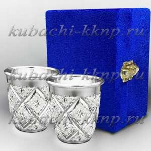 Набор из двух серебряных стопок без ножки - стп071-2