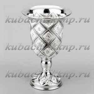 Бокал серебряный для вина на низкой ножке «Лазер» - бк00010