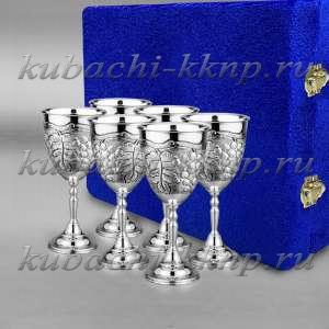 Набор из шести небольших серебряный фужеров для вина 