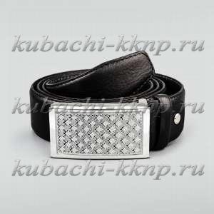 Ремень из серебра с строгим орнаментом - рм31