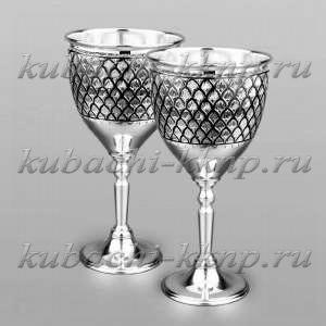 Набор из двух серебряных бокалов для воды или вина - ф00016-2