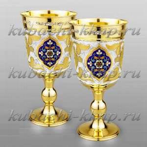Набор серебряных бокалов с позолотой - ф131-2