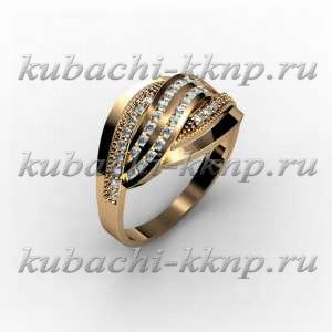 Кольцо из розового золота с фианитами - 00025r Кольцо из розового золота с фианитами - 00025r
