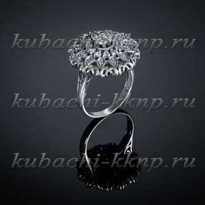 Кольцо серебряное кубачи с фианитами - к238